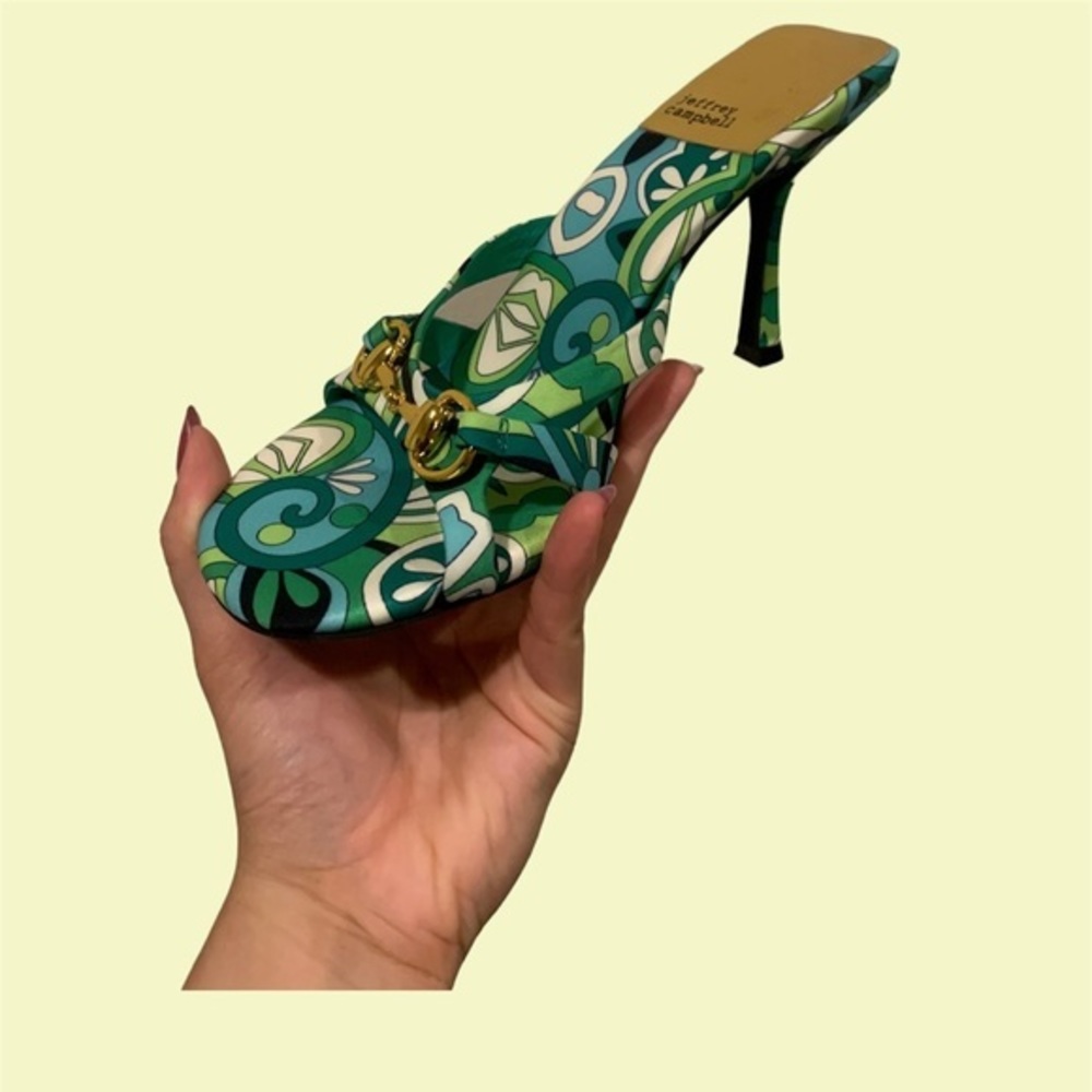 Jeffrey Campbell Hinged Sandal in Green Multi